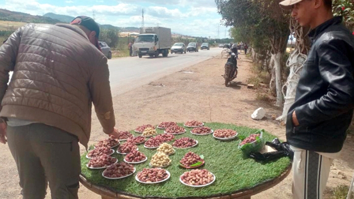 بيع التوت في طرقات تيبازة.. مصدر رزق ومتعة للعائلات