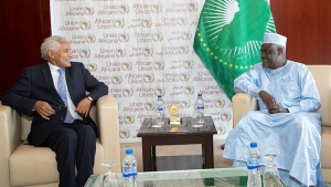  رئيس المفوضية الافريقية، موسى فقي محمد-وزير الخارجية الصحراوي، محمد سيداتي