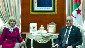 وزير التعليم العالي والبحث العلمي، عبد الباقي بن زيان- سفيرة الولايات المتحدة الأمريكية بالجزائر، إليزابيت مور أوبين