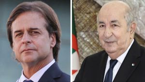 رئيس الجمهورية، السيّد عبد المجيد تبون - رئيس جمهورية أوروغواي، السيّد لويس لاكالي