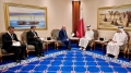 وزير الدولة وزير الشؤون الخارجية والجالية الوطنية بالخارج والشؤون الإفريقية، أحمد عطاف - رئيس مجلس الوزراء ووزير خارجية دولة قطر الشقيقة، الشيخ محمد بن عبد الرحمان بن جاسم آل ثاني 