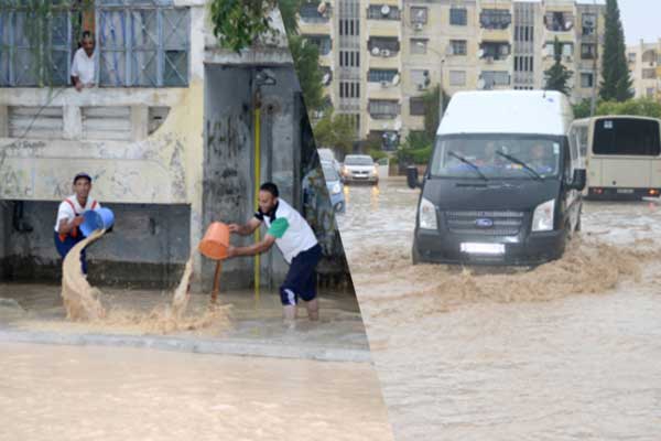 السيول تغمر عدة أحياء بالخروب وعلي منجلي