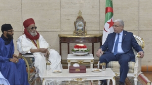 رئيس المجلس الشعبي الوطني، ابراهيم بوغالي- الشيخ عثمان باوشي طاهر، شيخ الطريقة التيجانية بنيجيريا